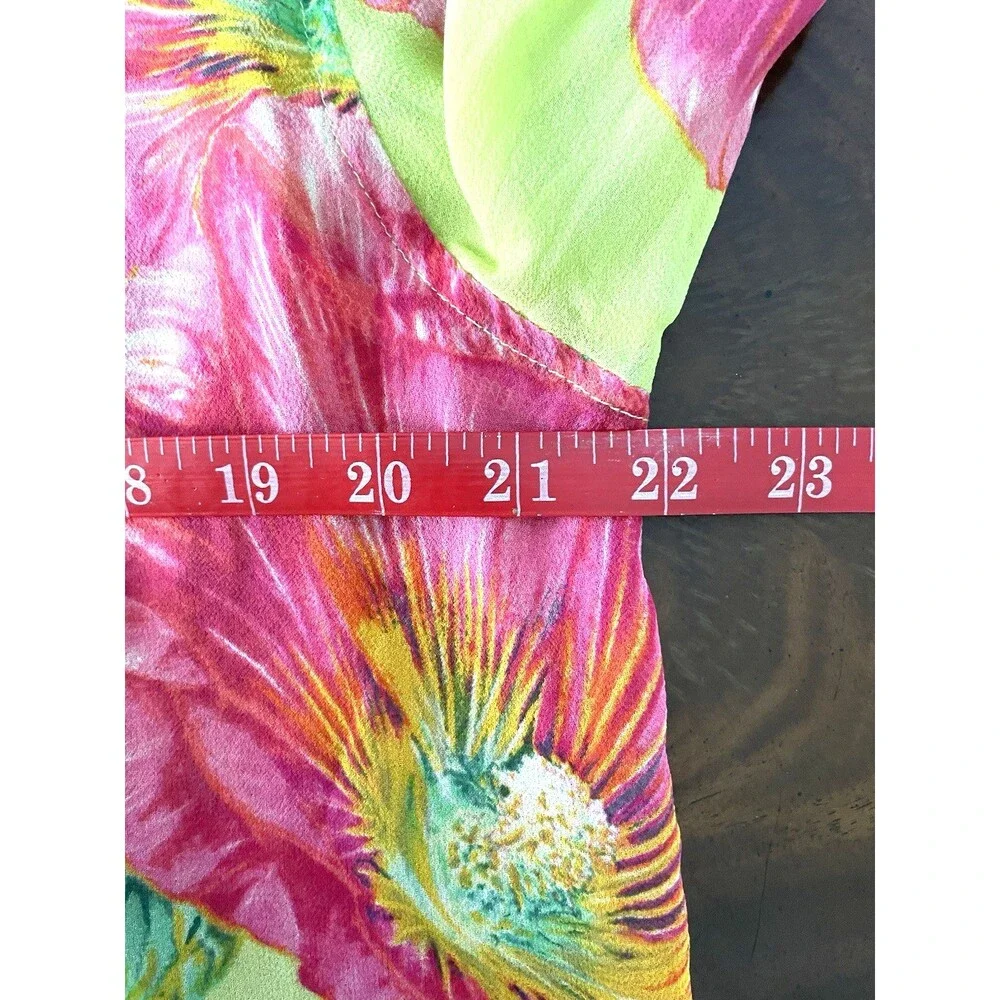 Vintage Jane Seymour Signature Multicolor Floral 100% Silk Blouse Size Medium - Picture 8 of 8
